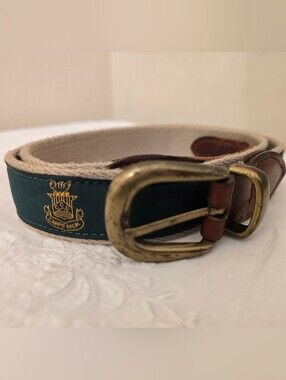 YRI Green Ribbon On Canvas Belt With "Capital City Club" Logo From Atlanta 36